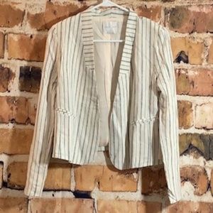 Line & Dot Cream With Black Stripes Blazer, Size M
